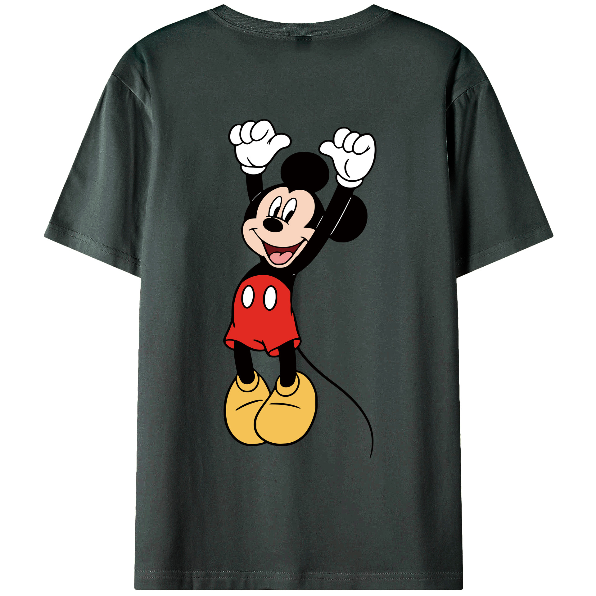 ミッキーマウス Mickey Mouse 綿100％ メンズ半袖Tシャツ（バックプリント） 通気性